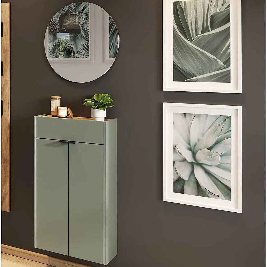 Armoire multifonctionnelle Amika | Armoire multifonctionnelle et miroir | Vert taupe