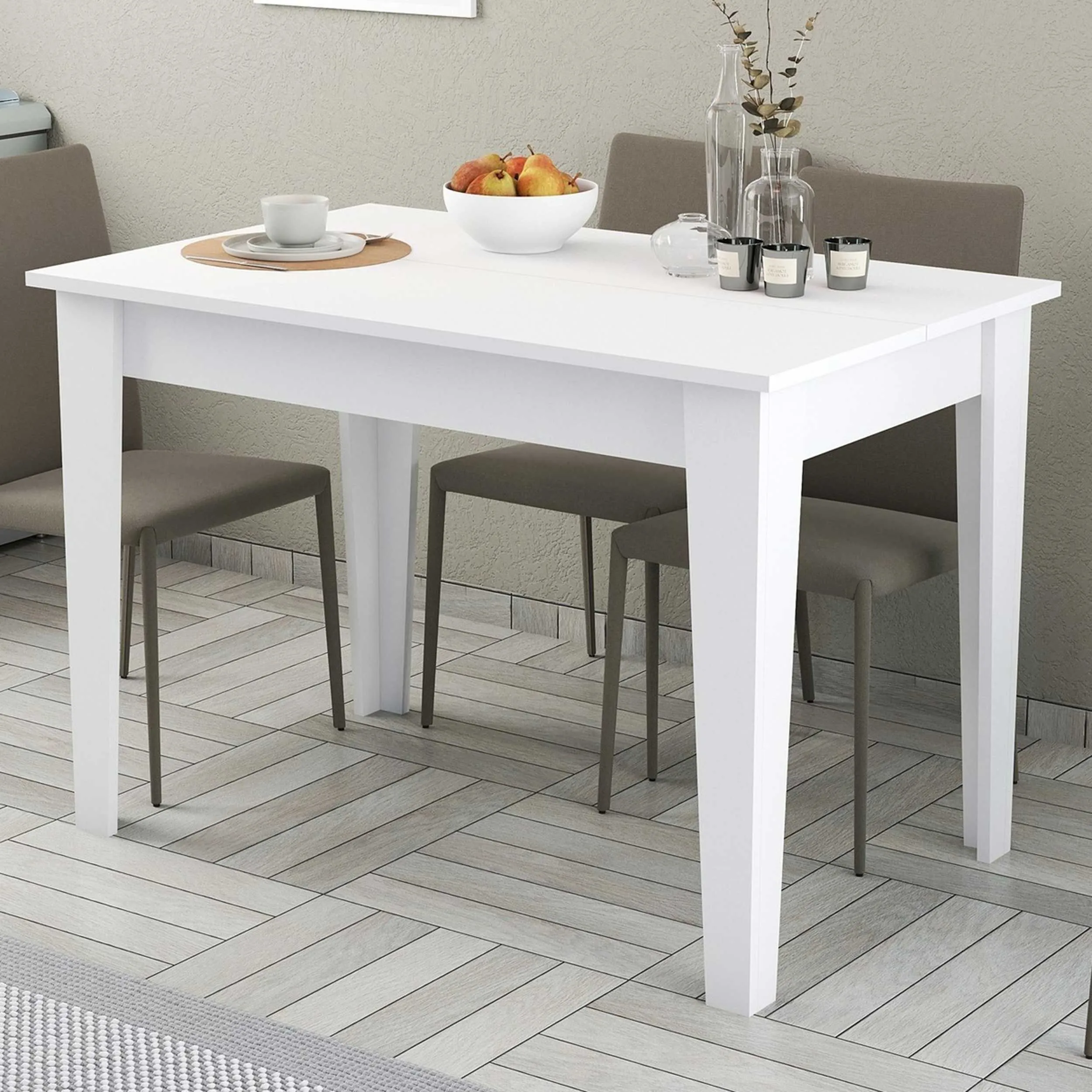 Kiev Table de cuisine | 100 % MÉLAMINE | Blanc