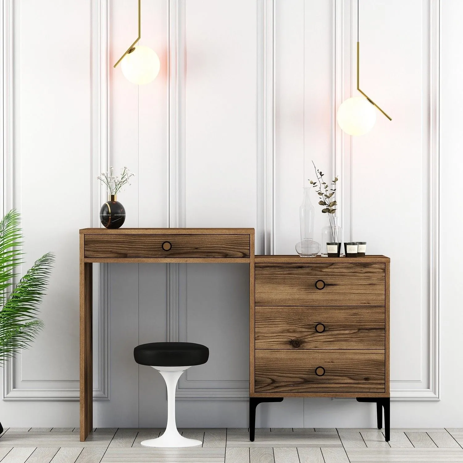 Lizbon Coiffeuse | 100 % MÉLAMINE | Noyer