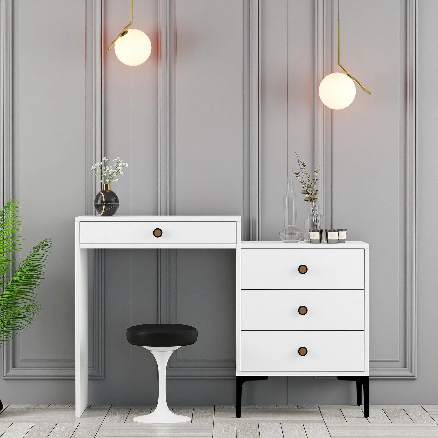 Woody Fashion Makeup Table | 100% Mélamine | Blanc | Epaisseur 18mm