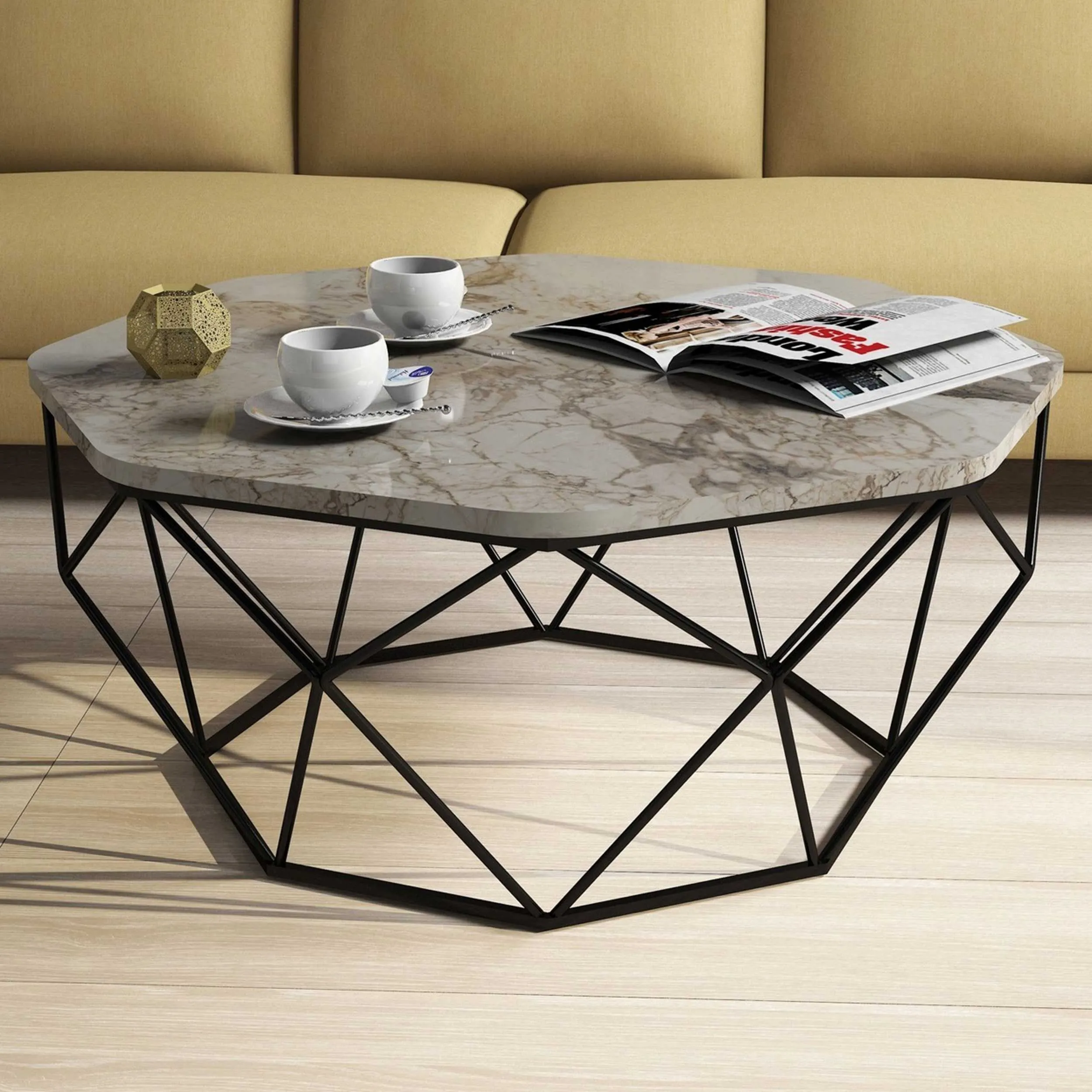 Diamond Table basse | 100 % MÉLAMINE | Blanc