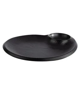 Assiette avec ramequin mélamine noir 24x20x2,5 cm Nero Aps