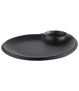 Assiette avec ramequin mélamine noir 30x25x2,5 cm Nero Aps