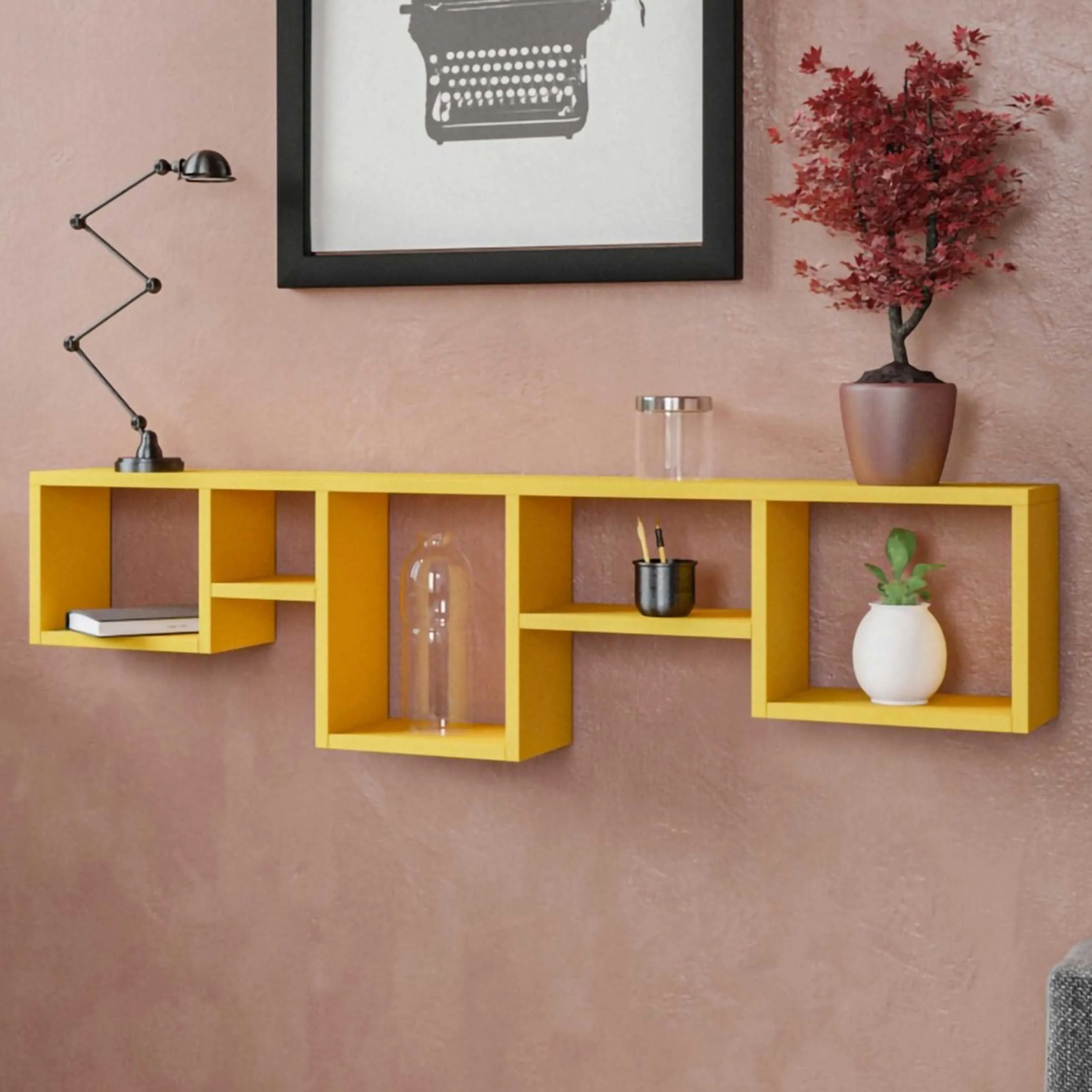 Amanos Étagère murale | 100 % MÉLAMINE | Jaune