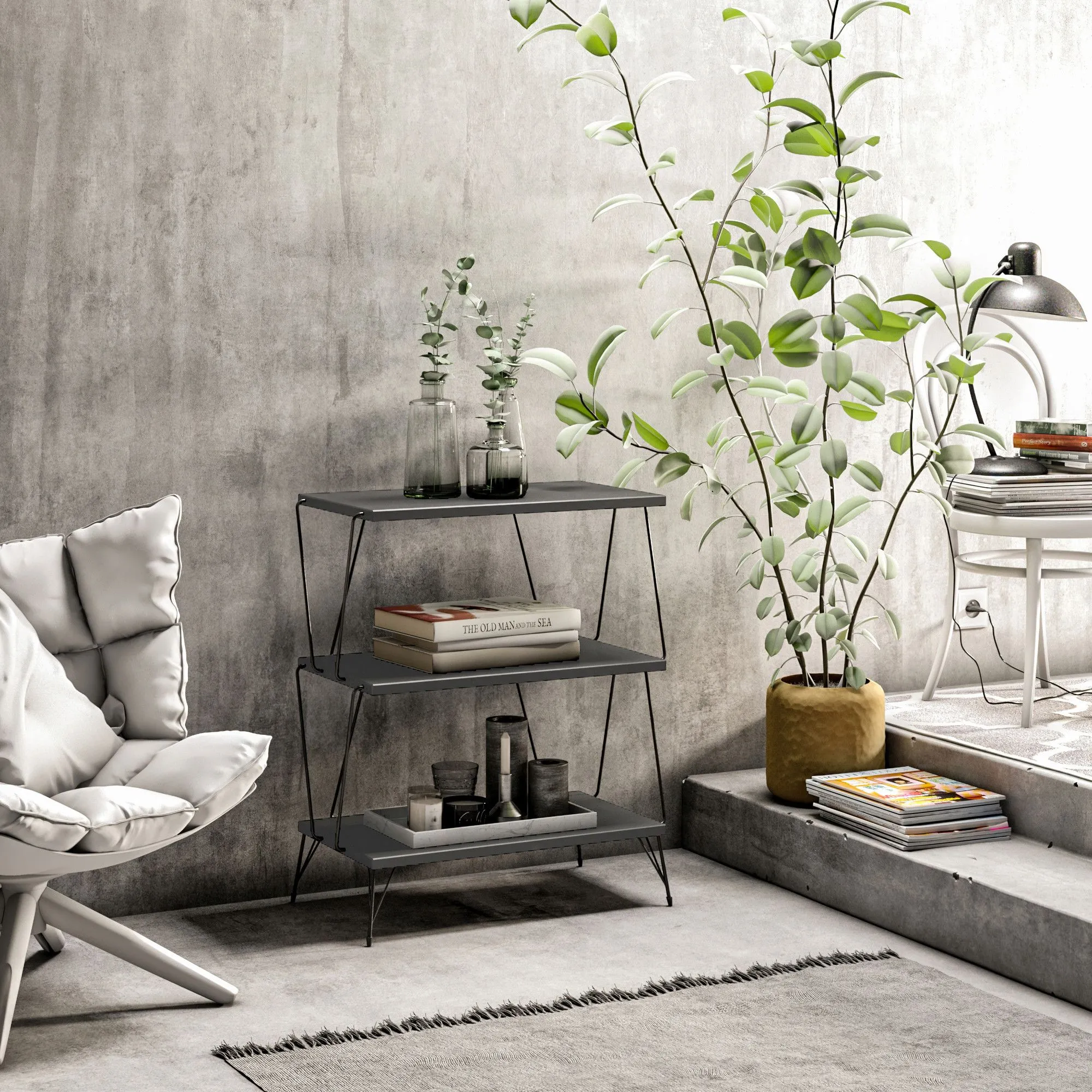 Table d'appoint | 18mm mélaminé | 48x75x31cm | Anthracite