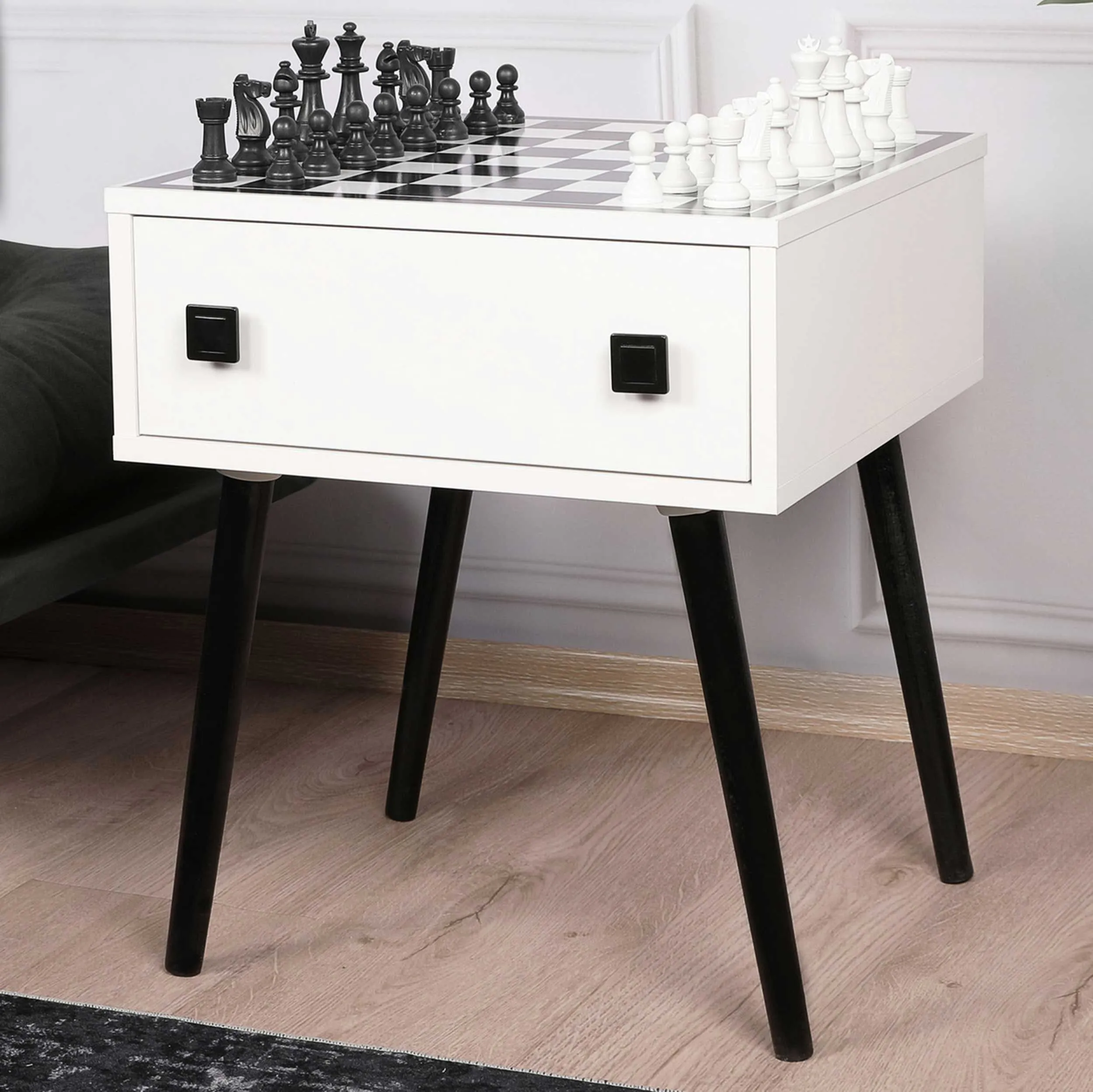 Chesso Table d'échecs | 100 % MÉLAMINE | Blanc, Noir