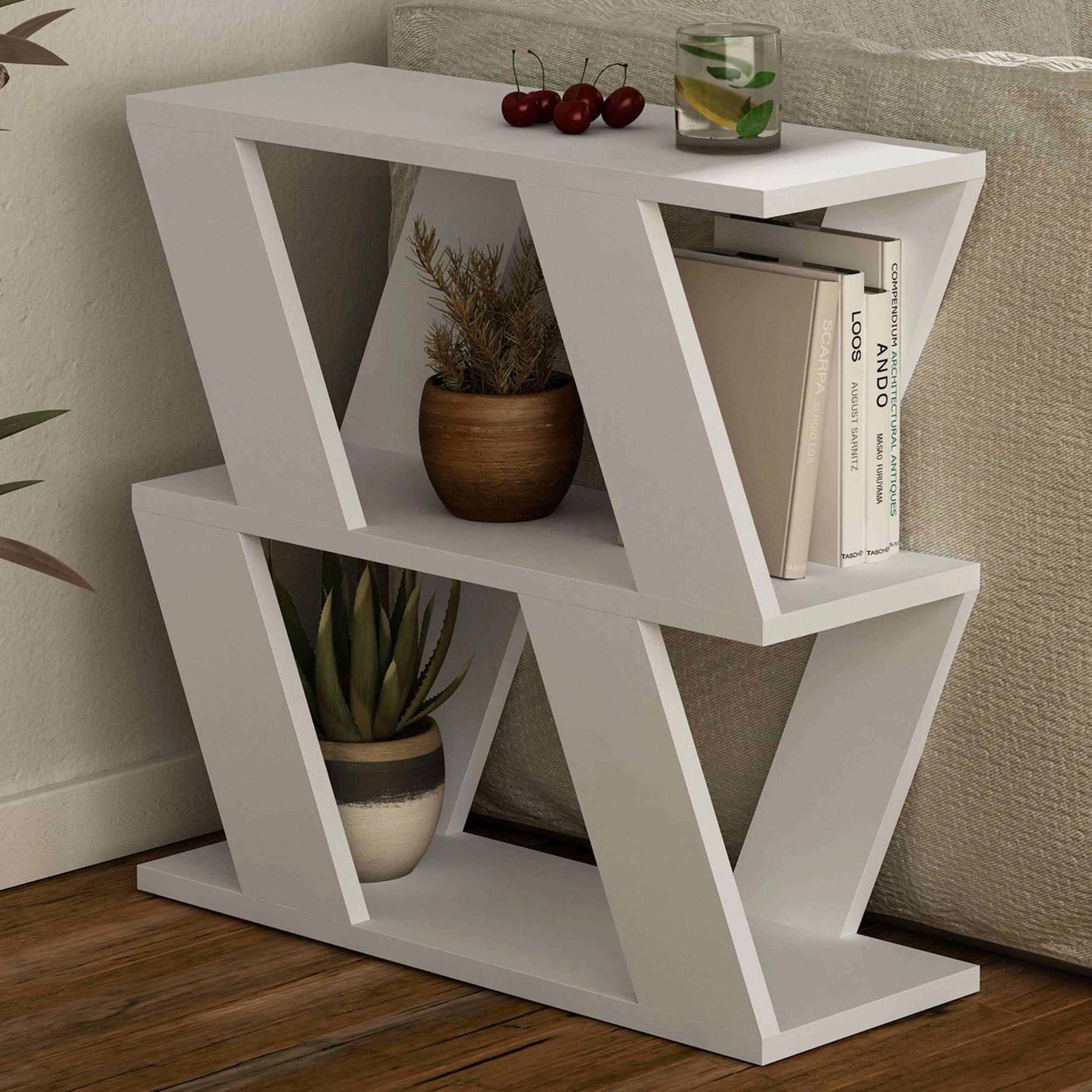 Lazena Table d'appoint | 100 % MÉLAMINE | Blanc