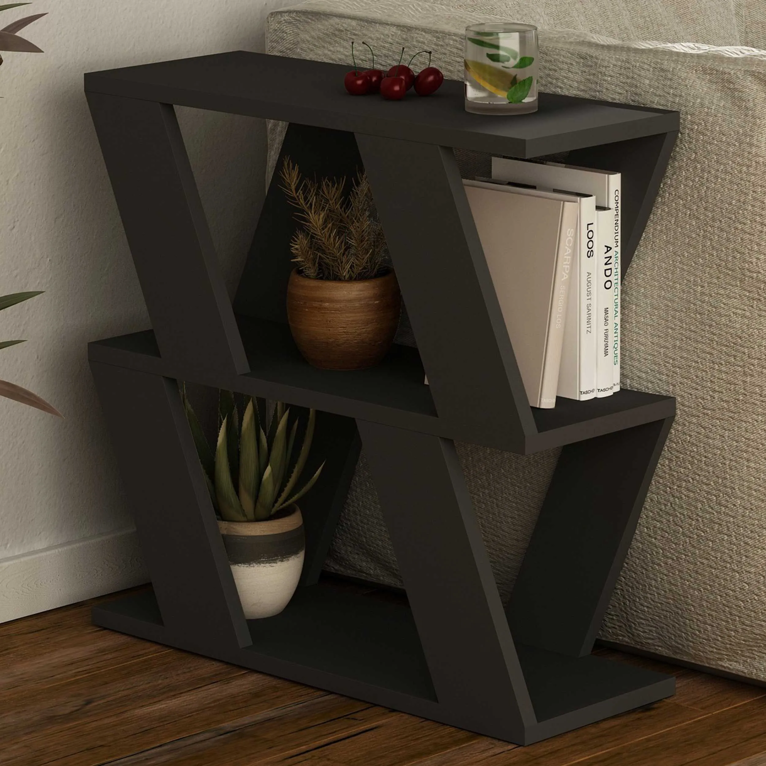 Lazena Table d'appoint | 100 % MÉLAMINE | Anthracite