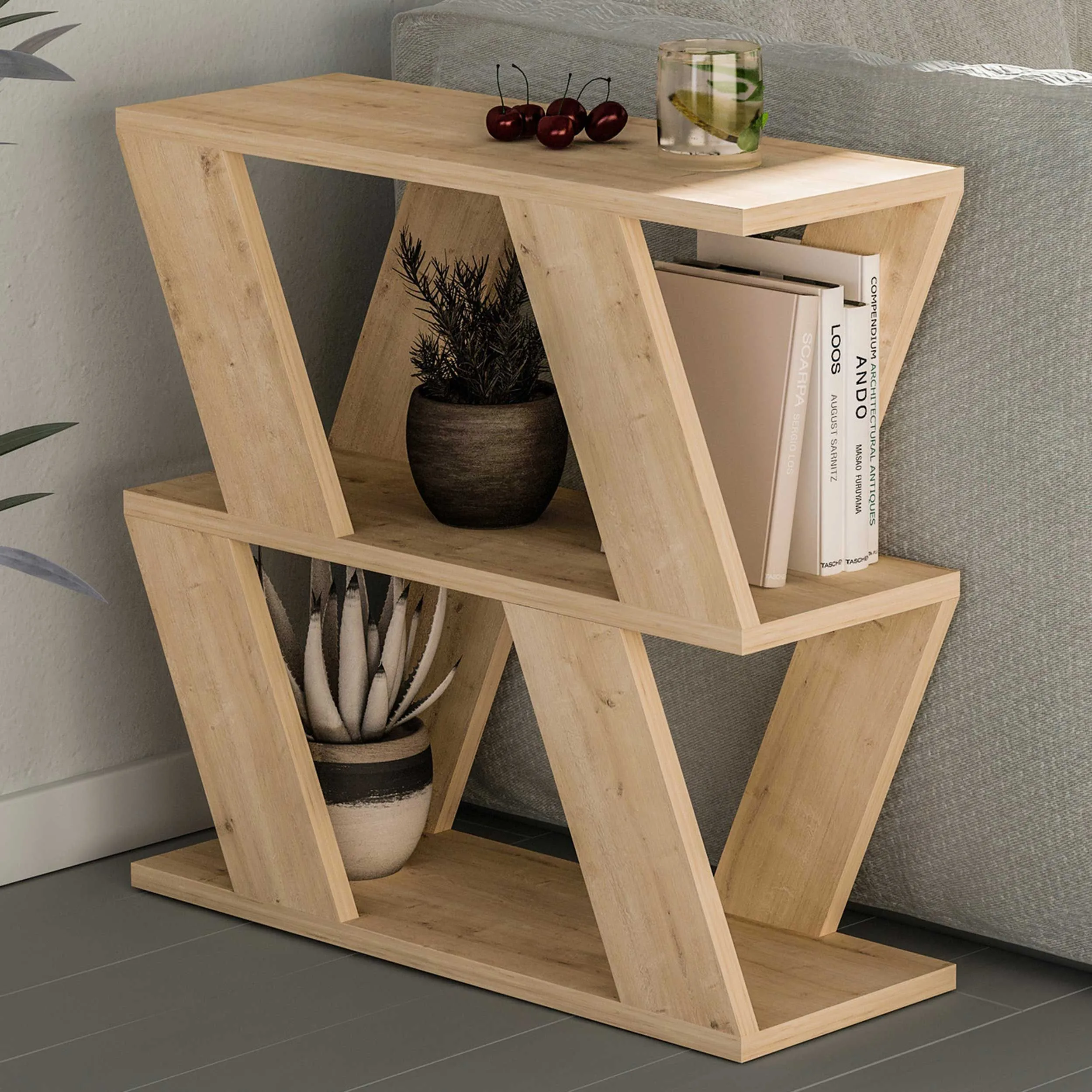 Lazena Table d'appoint | 100 % MÉLAMINE | Chêne