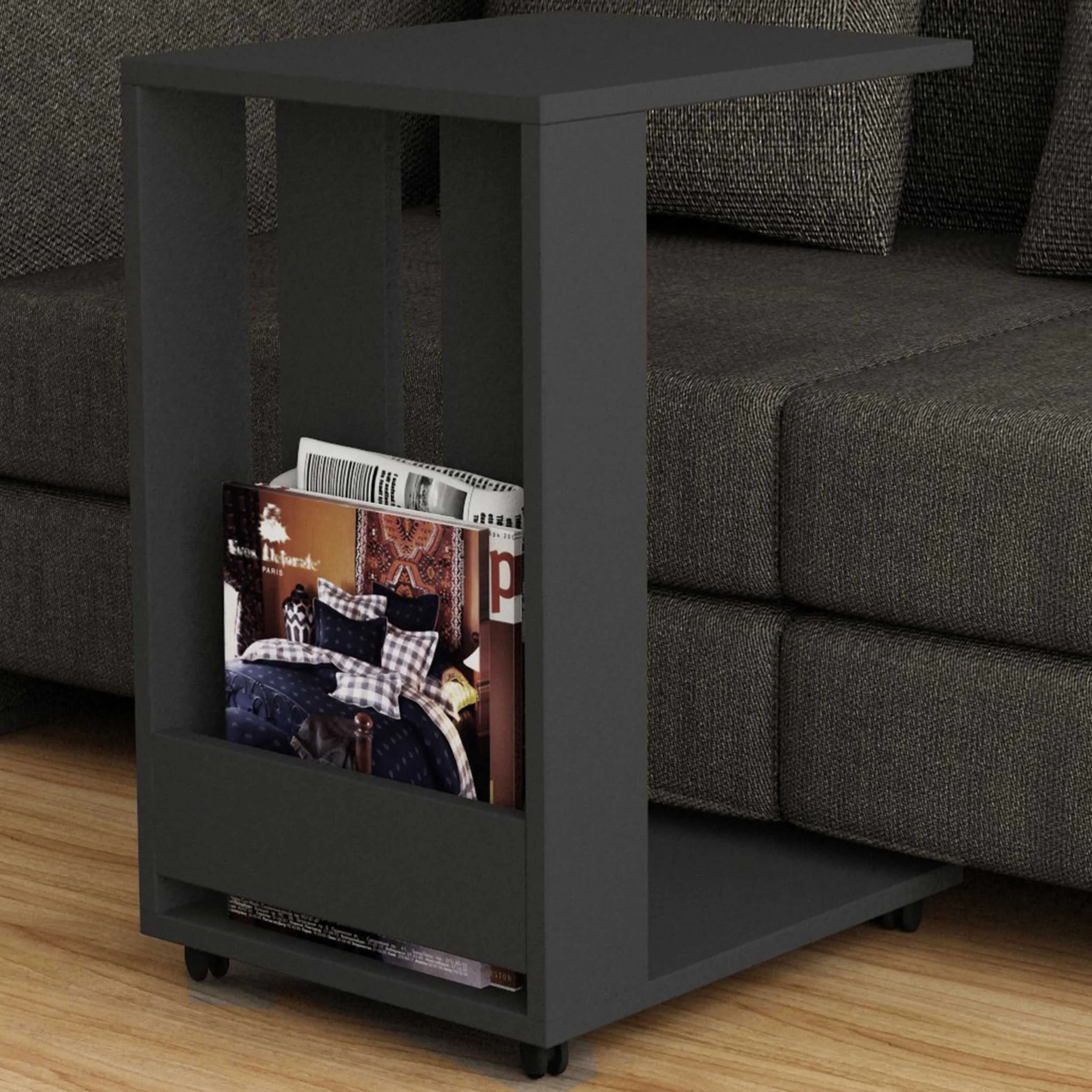 Edi Table d'appoint | 100 % MÉLAMINE | Anthracite