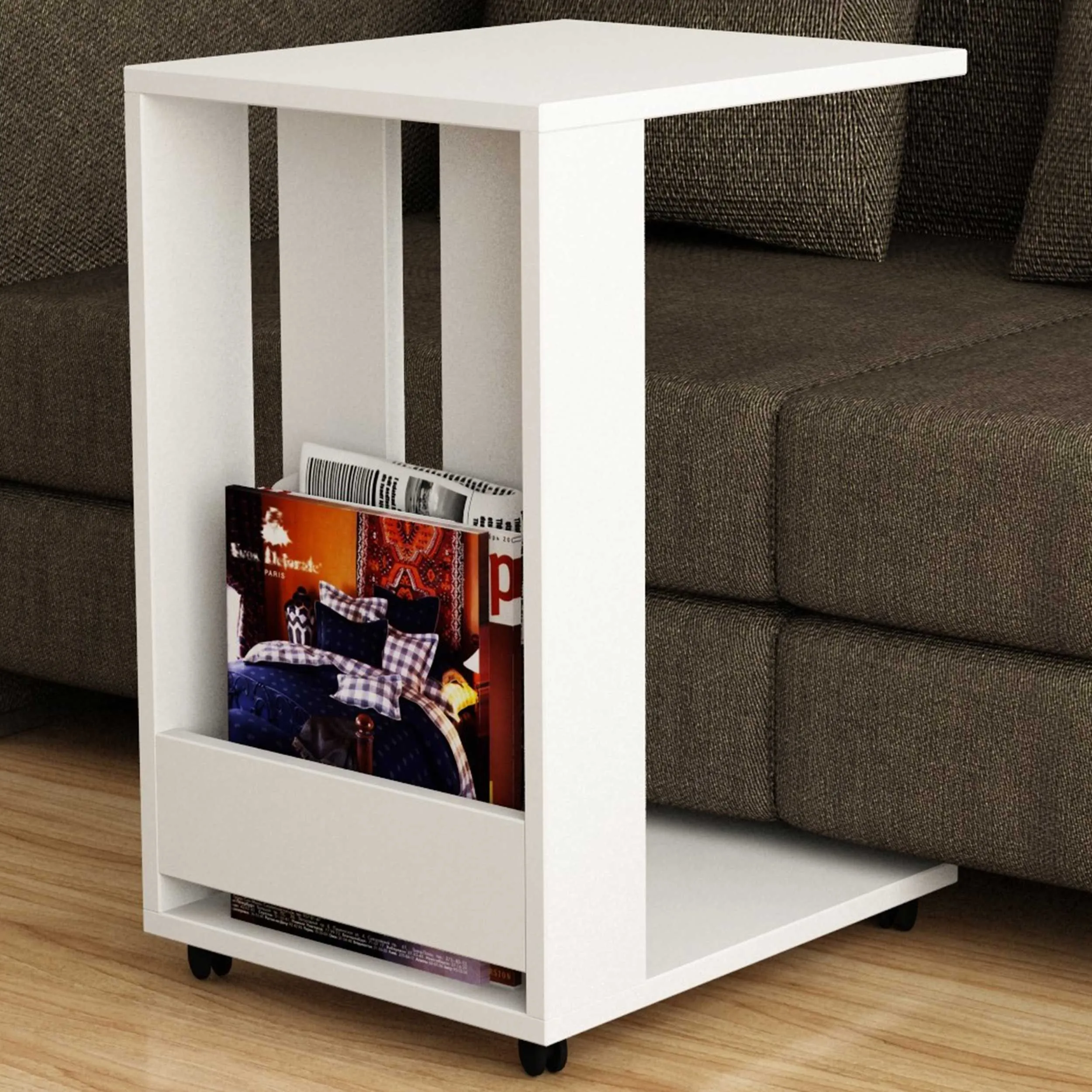 Edi Table d'appoint | 100 % MÉLAMINE | Blanc