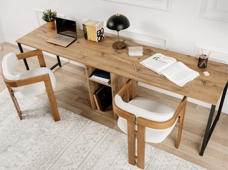 Bureau 2 personnes TWINNA 240 cm pin atlantique/noir