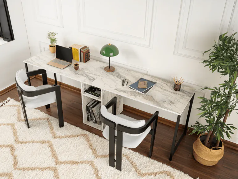 Bureau 2 personnes TWINNA 240 cm blanc/noir