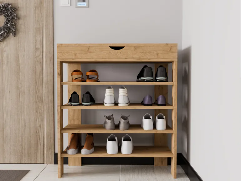 Meuble à chaussures ROYELLE 1 porte chêne brun