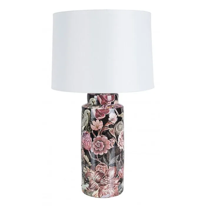 Lampe porcelaine fleurs hauteur 63 cm