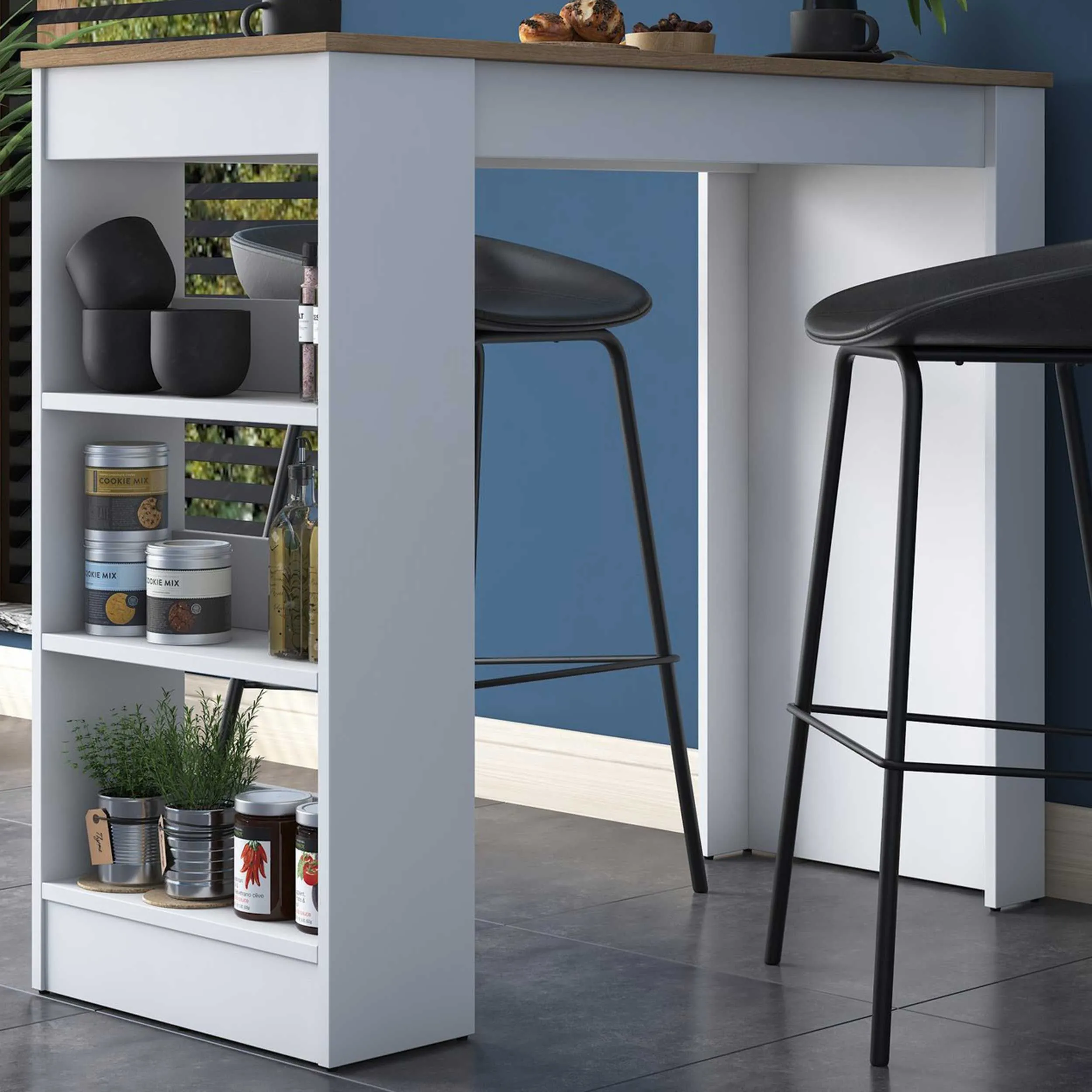 JA103 Table de cuisine | 100 % MÉLAMINE | Noyer, Blanc