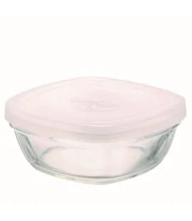 Boîte avec couvercle carré transparent verre trempé 9,2 cm Freshbox Duralex