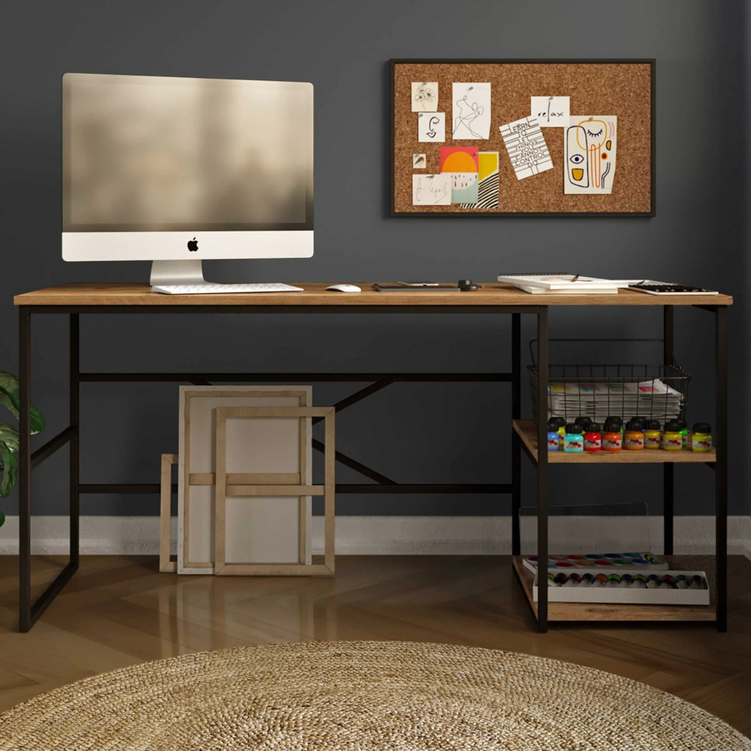 Bureau d'étude Locelso | 100% mélamine | Epaisseur 18mm | Structure métallique | Pin Atlantique