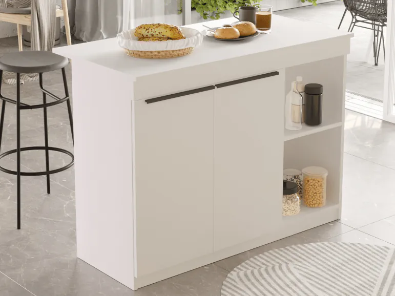 Îlot de cuisine ORTELLI 120 cm blanc
