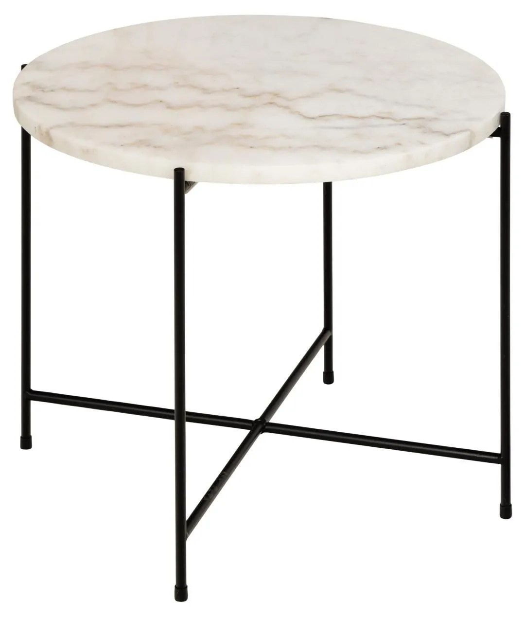 Table d'appoint Avila Ø52 cm - marbre blanc/noir