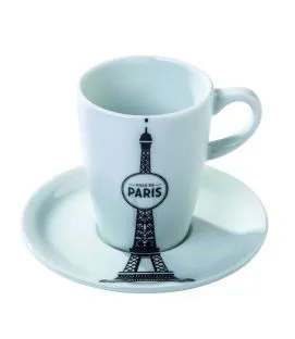 Tasse et sous tasse à thé rond blanc porcelaine 20 cl Ville De Paris Pillivuyt
