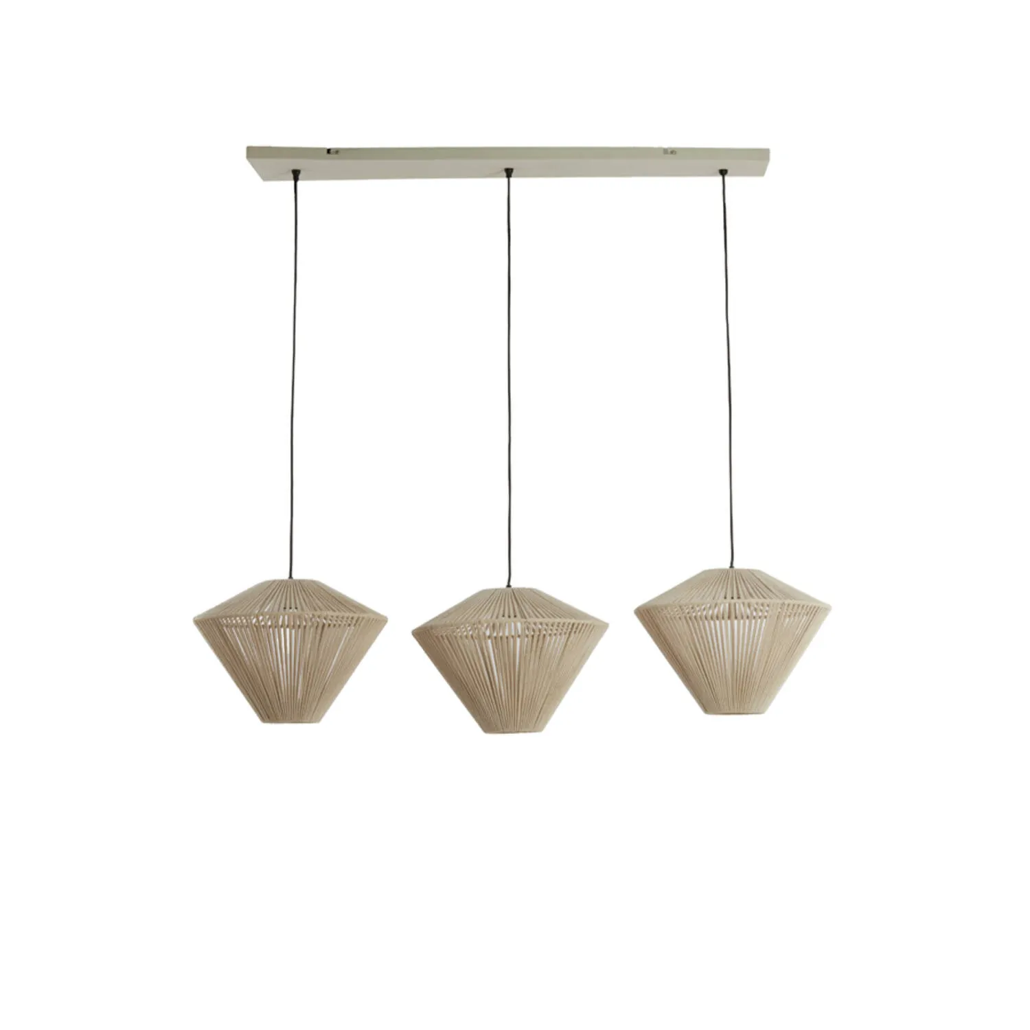 Suspension triple avec abat-jours en fil beige Light & Living Felida – l. 120 cm