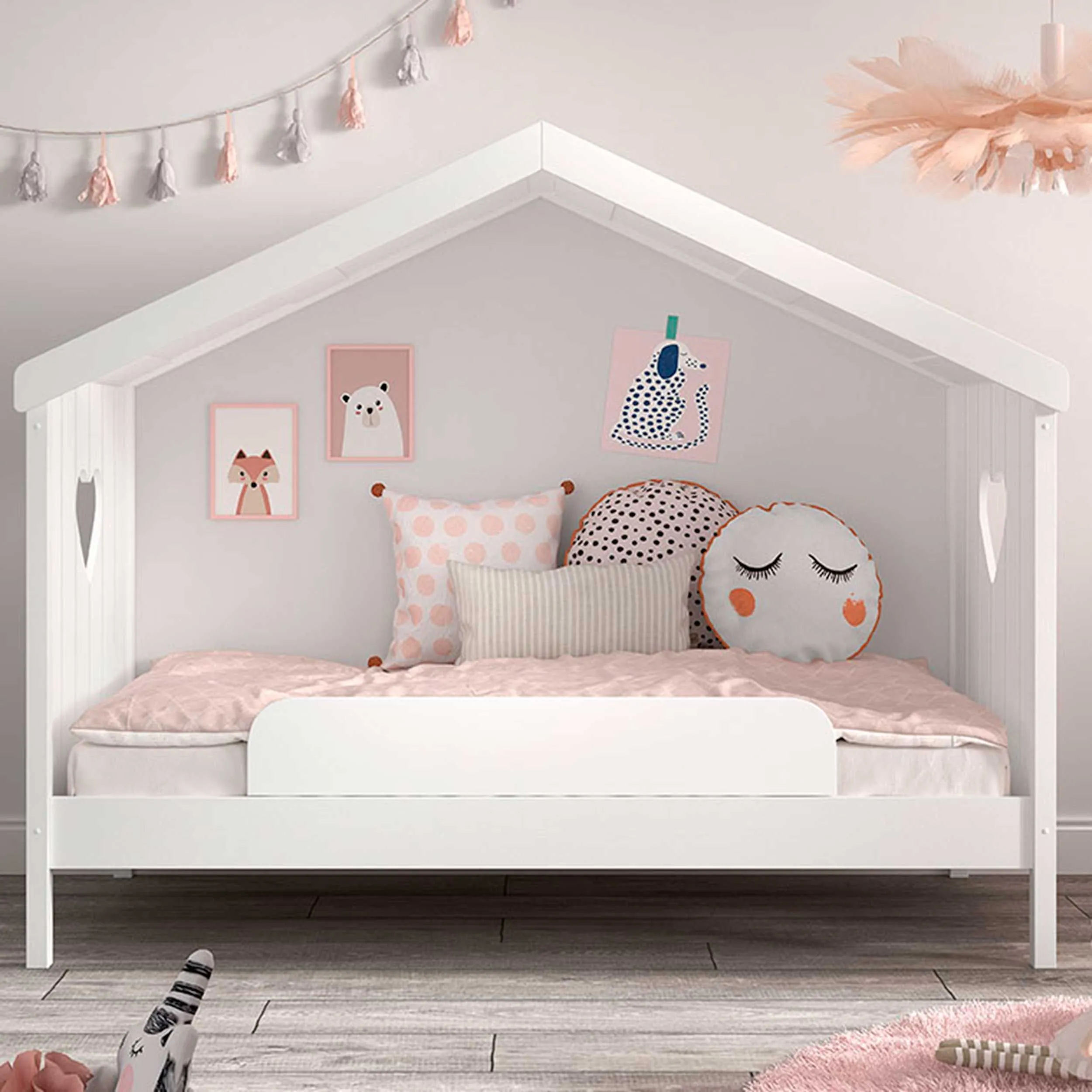 Sommier ouvert Amori 90x200 cm avec protection amovible - blanc