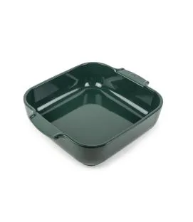 Plat à four carré vert forêt porcelaine vitrifiée 28x28 cm Céramique Peugeot Saveurs