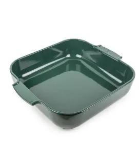 Plat à four carré vert forêt porcelaine vitrifiée 36x36 cm Céramique Peugeot Saveurs