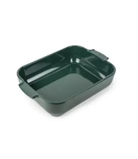 Plat à four rectangulaire vert forêt porcelaine vitrifiée 22x13 cm Céramique Peugeot Saveurs