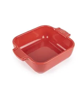 Plat à four carré rouge porcelaine 18 cm Céramique Peugeot Saveurs