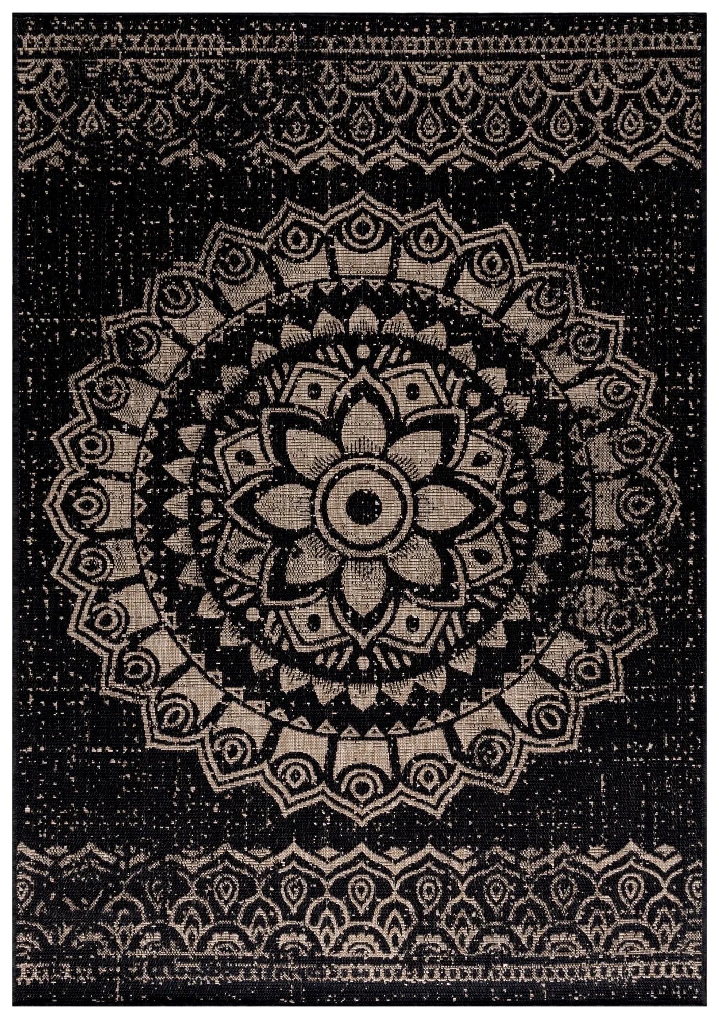 Covor de exterior din PP, Sunny 4417 Rectangle Negru