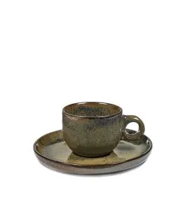 Tasse et sous-tasse à expresso gris grès émaillé 10 cl Ø 6,5 cm Surface Serax