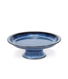 Plat à gâteau rond bleu foncé émaillé grès émaillé Ø 23,5 cm Pure Blue Serax