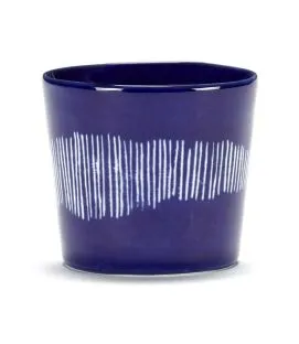 Tasse à café rond lapis lazuli swirl - stripes blancs grès émaillé 25 cl Ø 7,5 cm Feast By Ottolenghi Serax