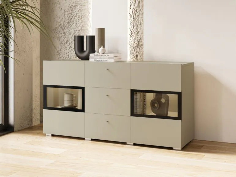 Commode BABEL 2 portes et 3 tiroirs cachemire