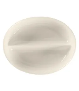 Plat à légumes 2 compartiments ovale blanc porcelaine bone china 21 cm Bravura Rak