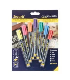 Paquet de 7 feutres craie couleur pointe fine Securit