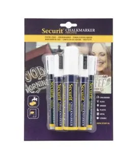 Paquet de 5 feutres craie blanc pointes assorties Securit