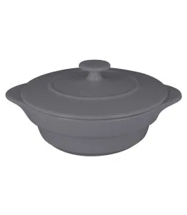 Cocotte avec couvercle rond gris porcelaine vitrifiée Ø 16 cm Chefs Fusion Rak