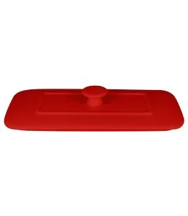 Couvercle pour terrine rectangulaire rouge porcelaine vitrifiée 20x10 cm Chefs Fusion Rak