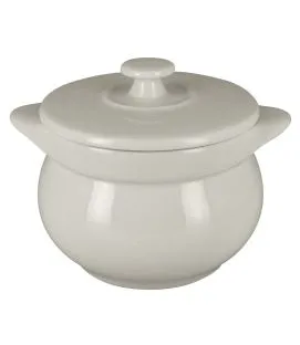 Soupière avec couvercle rond blanc porcelaine vitrifiée Ø 10,8 cm Chefs Fusion Rak