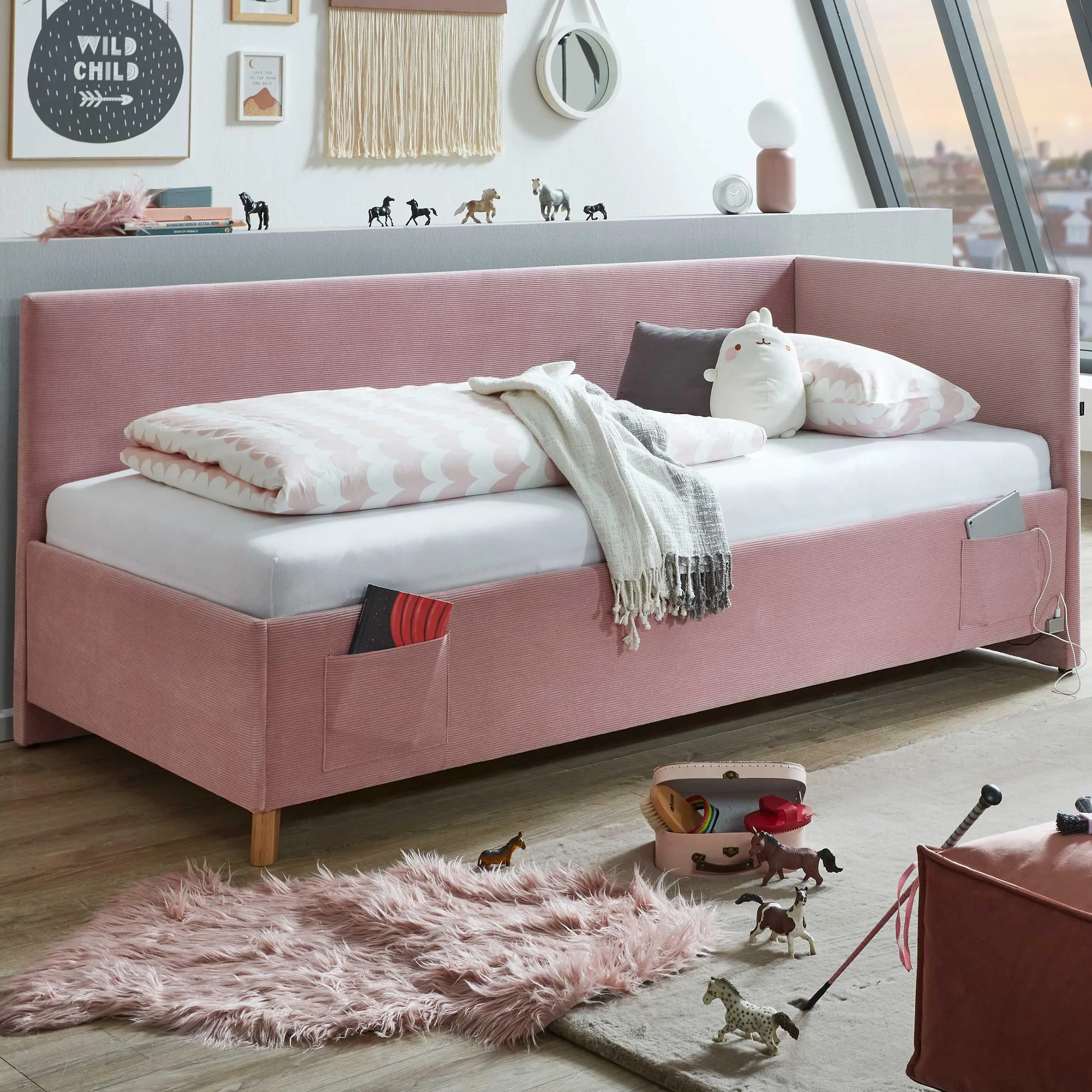 Lit coffre Cool | Avec dossier | 140 x 200 cm | Design rose
