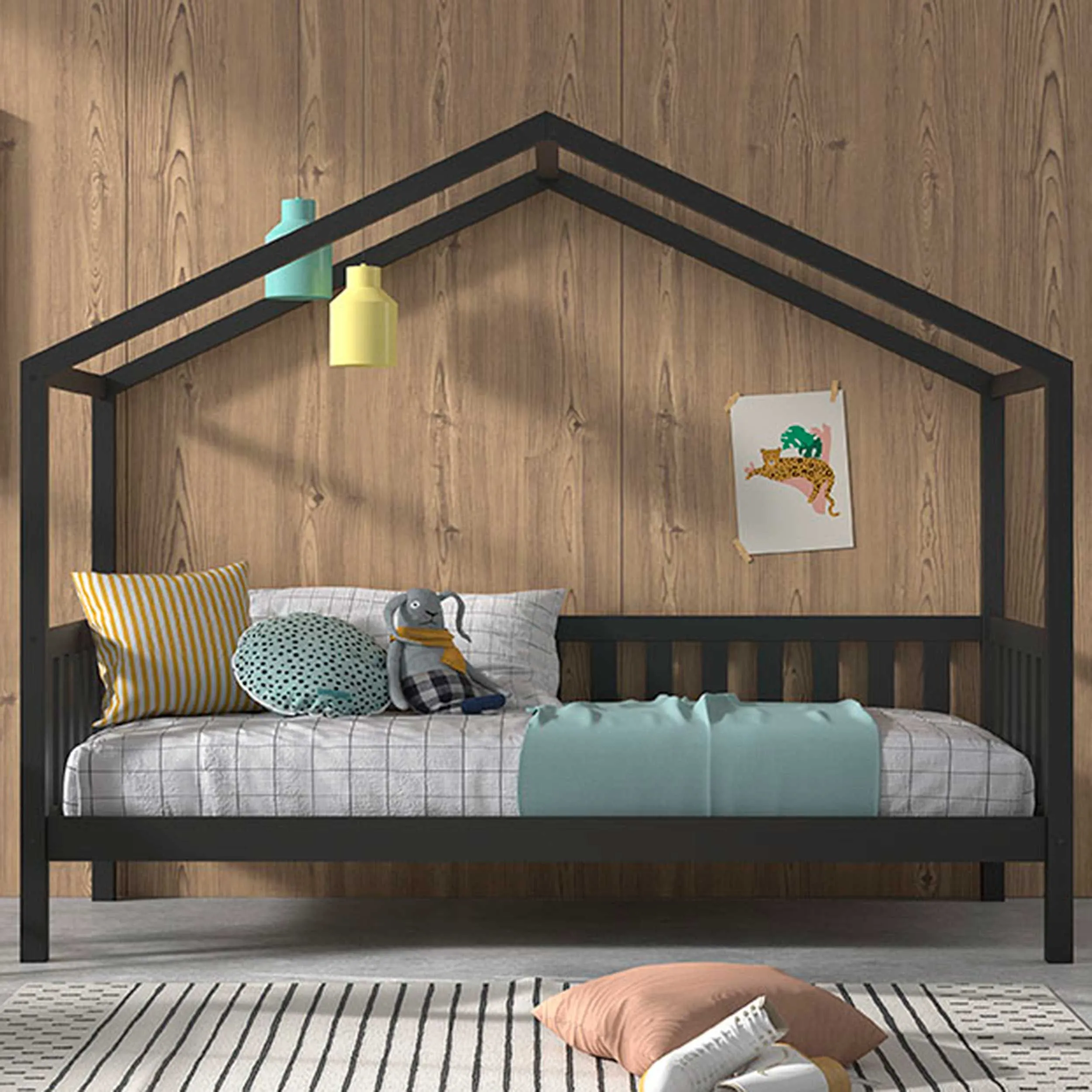 Lit cabane Dallas 90x200 - anthracite