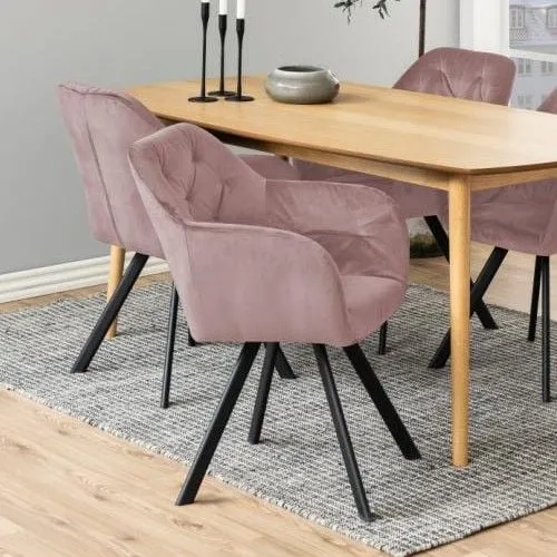 Chaise de salle à manger pivotante Levon - rose clair