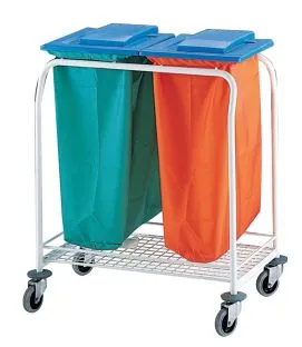 Chariot à linge avec couvercle double compartiment acier 90x55x103 cm Saint Romain
