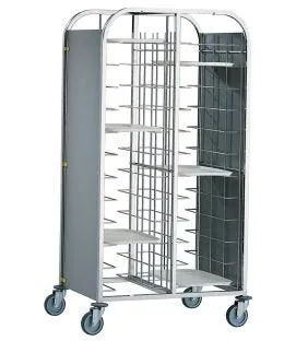 Chariot cafétéria inox 2 colonnes 12 plateaux entrée côte à côte Saint Romain
