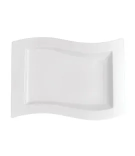 Assiette gourmet rectangulaire ivoire porcelaine vitrifiée 33x24 cm New Wave Villeroy & Boch