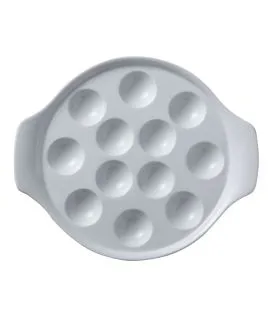 Plat à escargots 12 trous rond blanc porcelaine Ø 21,5 cm Bistronome Pro.mundi