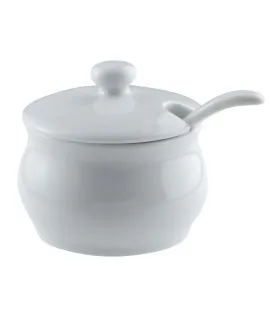 Pot moutardier seul rond blanc porcelaine 4,9 cm Ø 7,2 cm Pro.mundi